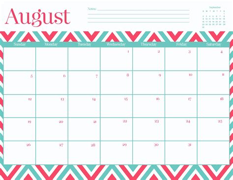 Printable August Calendars