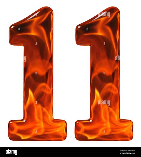 11 Eleven Numeral From Glass With An Abstract Pattern Of A Flaming