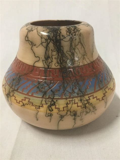 Hand Crafted Navajo Horse Hair Pottery By Sefarina Benally