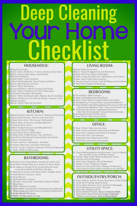 House Cleaning Checklist Myteartist