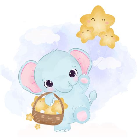 Cute Baby Elephant Illustration Elephant Clipart Elephant