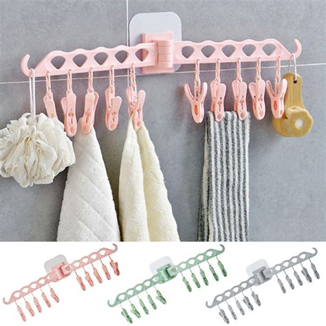 Cheer US Foldable Clip Hangers With Drying Clips Wall Mounted Foldable