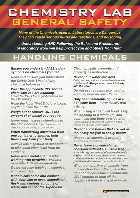 Chemistry Lab Safety Poster Dealing With The Safe Handling Of Chemicals