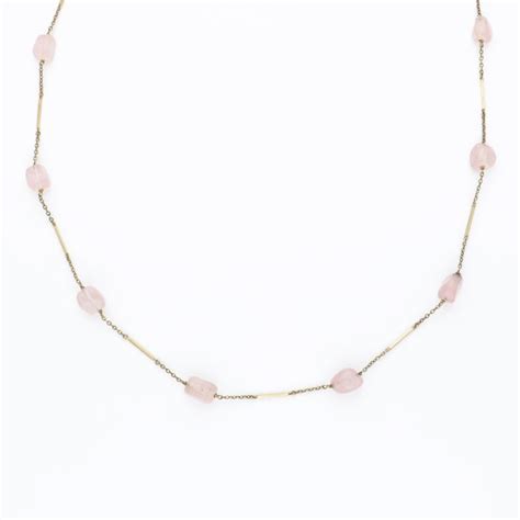 8 Kt Gold Necklace Rose Quartz Catawiki