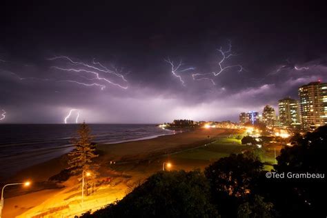 Lightning Strikes Over Gold Coast Australia