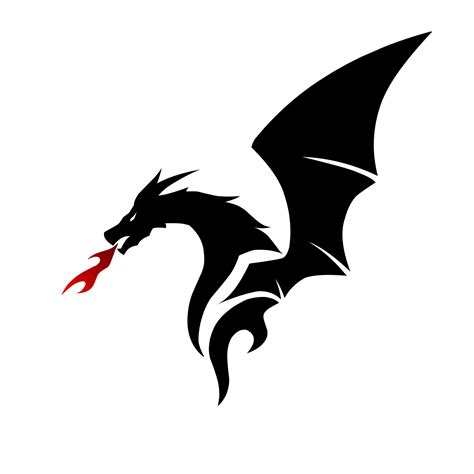 Illustration Vector Draw Dragon Tattoo Spitting Fire Suitable For Logo