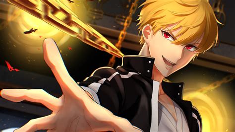 Yellow Hair Red Eyes Anime Boy Black White Dress Hd Anime Boy