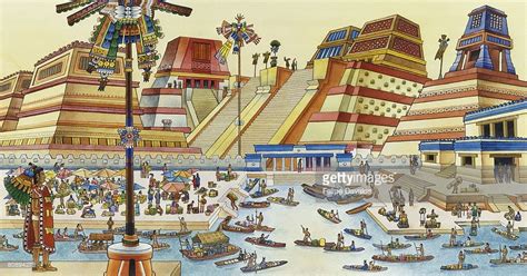 An Artists Recreation Of The Aztec City Of Tenochtitlan Artwork Picture