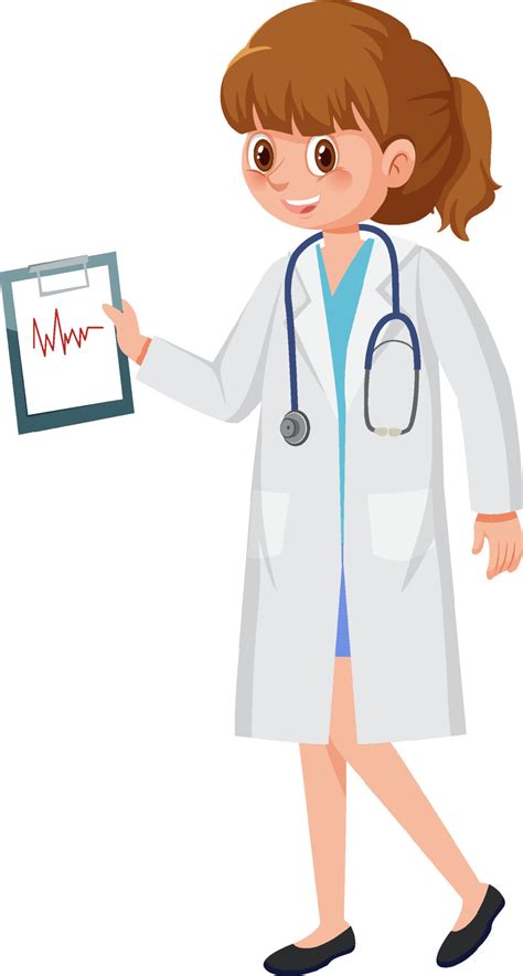 A Female Doctor Cartoon Character On White Background Vector