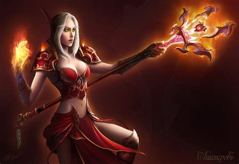 Fire Of Warrior Staff Fighter Magic Hot Pointy Ears Female Elf