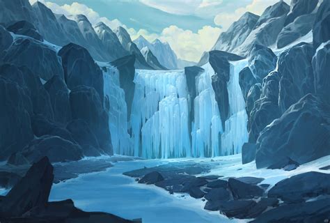 Ice Falls Ha Ko Environment Concept Art Fantasy Landscape
