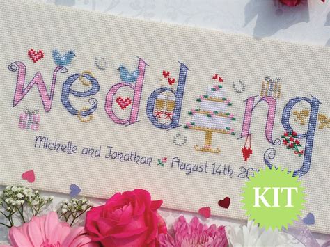 Wedding Customisable Cross Stitch Printed Pattern Or Kit Etsy