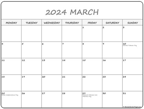 March 2023 Calendar Starting Monday Get Calender 2023 Update