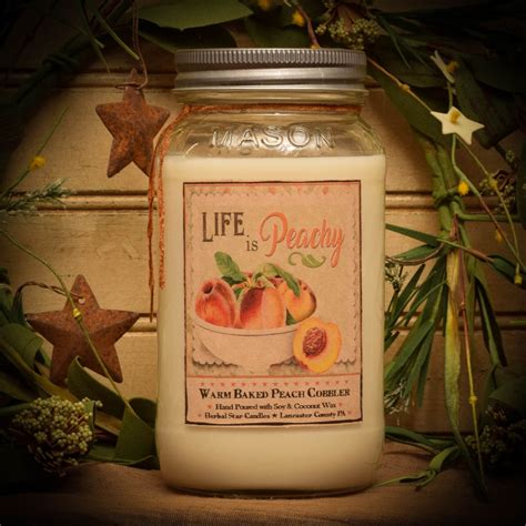 Peach Cobbler Mason Jar Candle 24 Oz Herbal Star Candles
