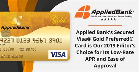We did not find results for: Applied Bank's Secured Visa® Gold Preferred® Card is Our 2019 Editor's Choice for Its Low-Rate ...
