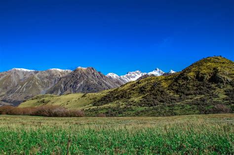 Snow Capped Mountains And Hills In Ashburton Lakes District South