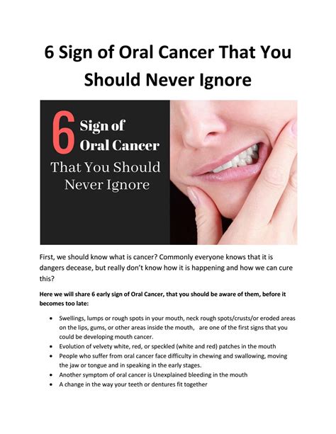 6 Sign Of Oral Cancer That You Should Never Ignore By Florencedentistry