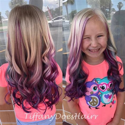 Little Girl Summer Hair Pink Purple And Blue 1 Likes 1 Comments