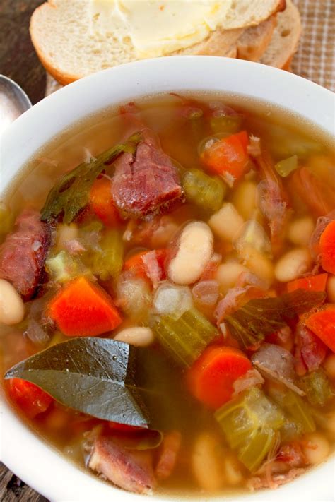It's super easy, and so flavorful and awesome. Crock Pot Ham and Bean Soup - Bunny's Warm Oven