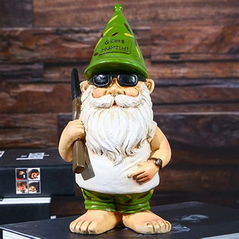 Naughty Garden Gnome Toilet Statue Funny Resin Dwarf Gnomes Figurines