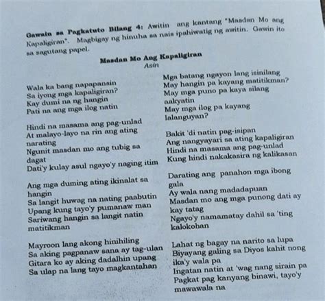 Ano Ang Mensahe Ng Awiting Masdan Mo Ang Kapaligiran