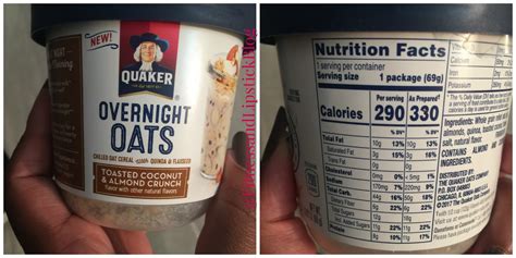 36 calories of dannon all natural, plain nonfat yogurt, 6 oz., (2.67 oz). Quaker Overnight Oats Nutrition Info | Besto Blog