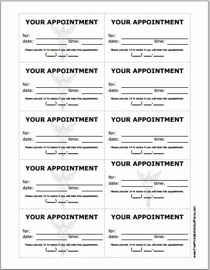 Appointment Reminder Cards Printable Templates