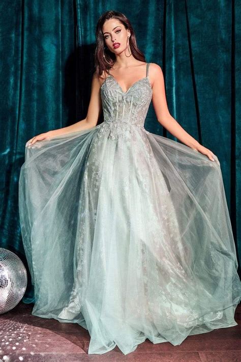 Cinderella Divine Cb047 Glitter Corset Bodice Layered Tulle Gown