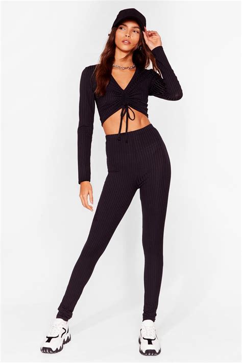 Ruched Crop Top And Leggings Set Nasty Gal