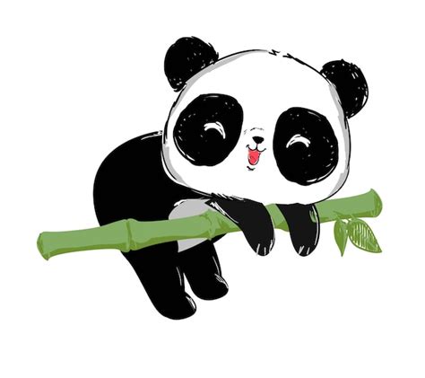 Premium Vector Painted Cute Panda Bear And Bamboo Illustration