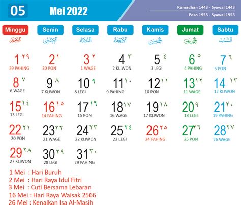 Kalender Bulan Januari Tahun 2022 Lengkap Dengan Libur Nasional Dan