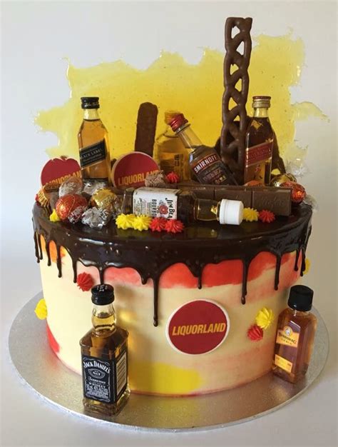 Cake design for men with bottle / 36 birthday cake ideas for men. Liquor cake with mini alcohol bottles | Alcohol birthday cake, Liquor cake, Bottle cake