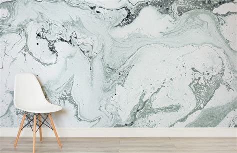 Green Marbleized Wallpaper Mural Marble Effect Wallpaper Blue Marble