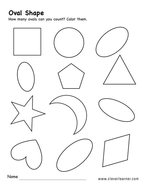 Count The Oval Shapes Shapes Worksheet Kindergarten Shapes Worksheets