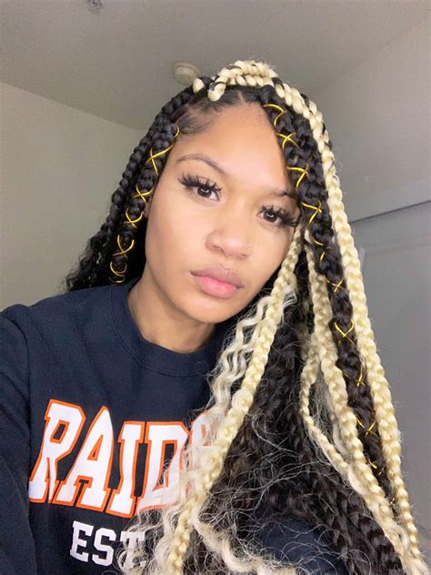 Box Braids With Blonde And Black Hair