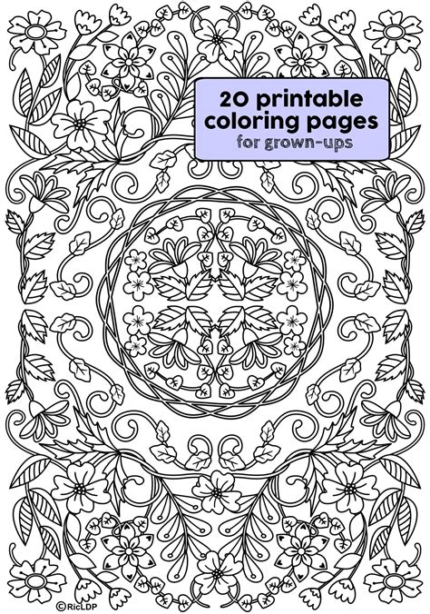 Most of the designs are geometric, but some are beautiful drawings created by talented artists. Twenty Coloring Pages for Grown-Ups | RicLDP Artworks ...
