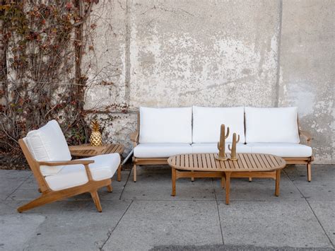 Modern Teak Outdoor Furniture Patio Set Couch 89”w X 38”d X 32”h X 18