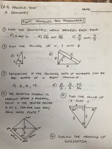 Honors Geometry Vintage High School Chapter 8 Practice Test