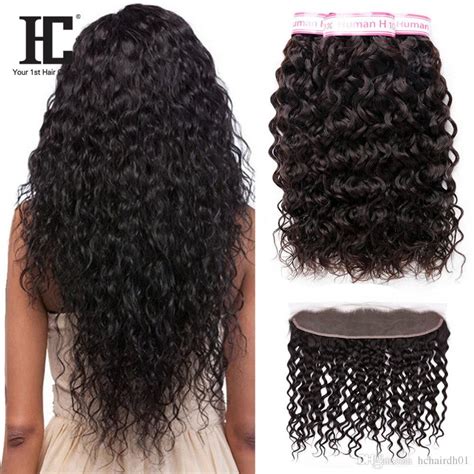 2021 8a Brazilian Water Wave Bundles With Closure 100 Human Hair Lace Frontal Closure With