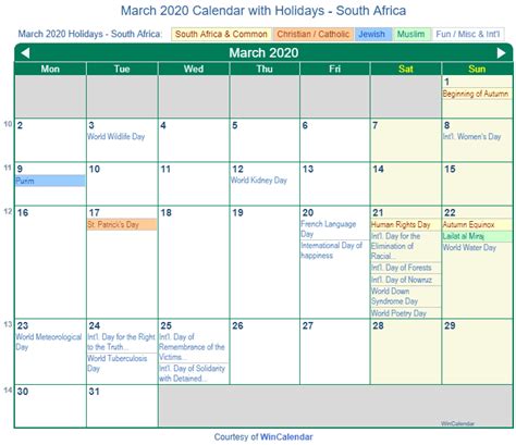 March 2022 Calendar With South Africa Holidays Gambaran