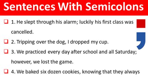 Sentences With Semicolons