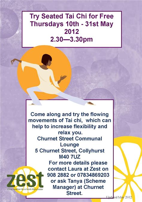 Zest Activities North Manchester Free Seated Tai Chi For Older People