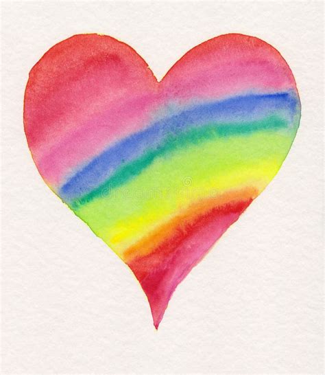 Rainbow Heart Aquarell Painting Stock Illustration Illustration Of