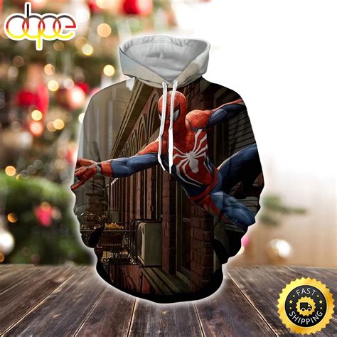 Cool Spider Man Wall Clinging Marvel Christmas All Over Print Shirt