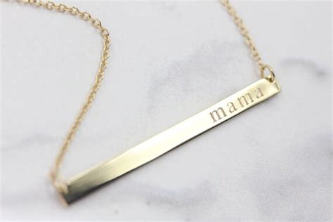 Solid 14k Gold 15 X 3mm Personalized Necklace Message