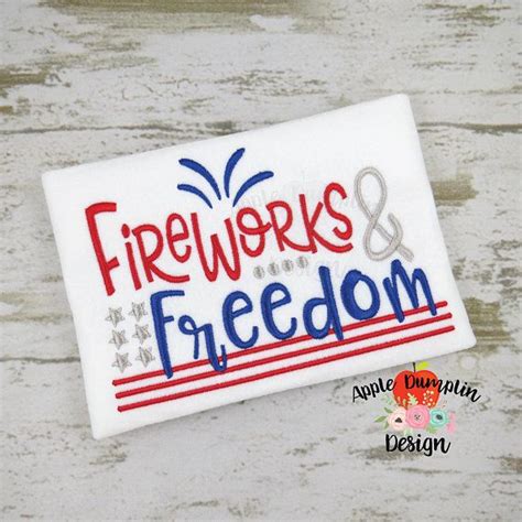 Fireworks And Freedom Machine Embroidery Design Summer 4th Of July Independence Day 4x4