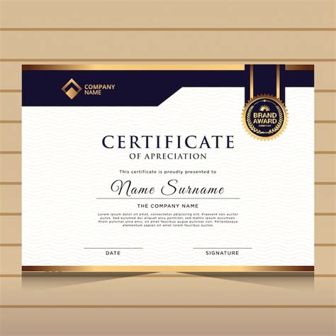 Premium Vector Elegant Blue And Gold Diploma Certificate Template