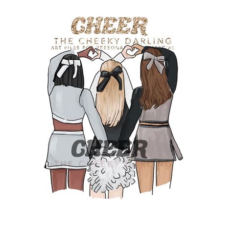 Cheer Girl Fashion Illustration Sketch Clipart Graphics Etsy Cheer