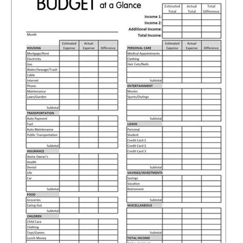 Monthly Budget Worksheet Digital Budget Planner Printable Etsy