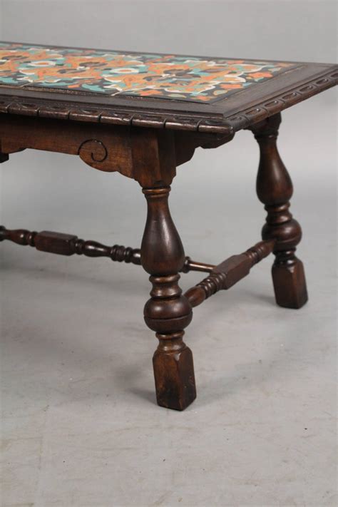 For your consideration is a stupendous and massive, square coffee table, made of burlwood and with a floating glass top, circa the 1980s. Antique Monterey Period California Tile Coffee Table ...